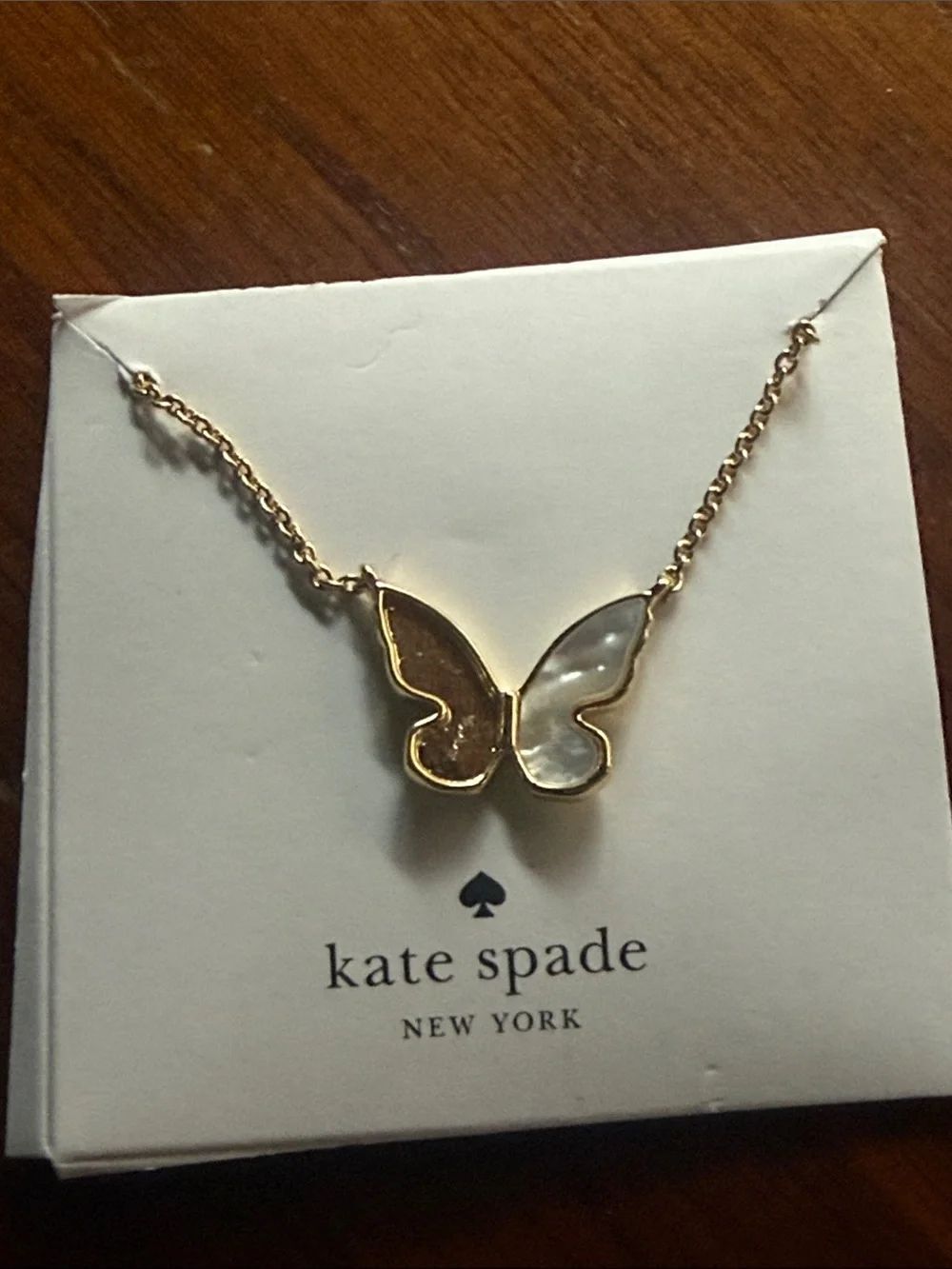 Kate Spade All A Flutter Mother Of Pearl Butterfly necklace new